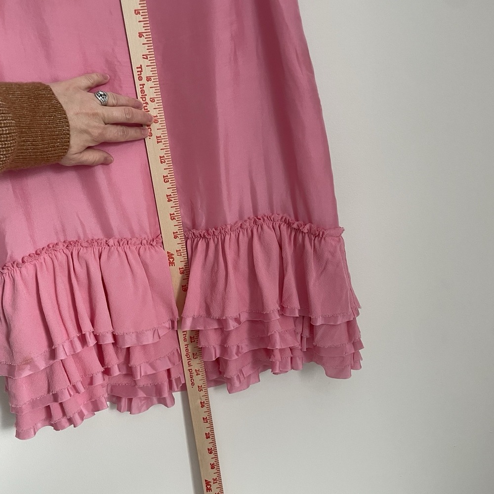 Banana Republic 100% Silk Ruffle Skirt Pink Tiered Coquette Balletcore Vintage 8 - Picture 9 of 11